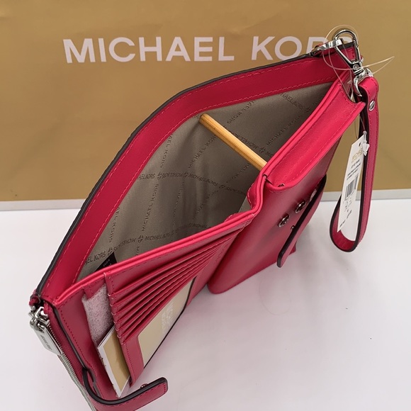 Michael Kors Large Double Zip Wristlet 
Smartphone Case Wallet Electric Pink - Picture 9 of 13